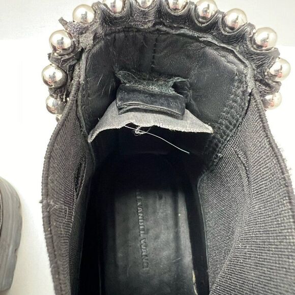 Alexander Wang Black Leather Chelsea Ankle Boots Rivets Accent EUR 37 Spain - Picture 11 of 14